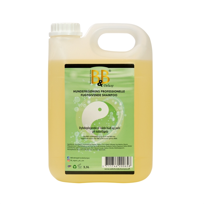 B&B Hundefrisørens professionelle fugtgivende shampoo - 2500 ml.